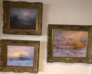 We have a WALL FULL of original artwork by Texas artist Carl J. Smith. His works reflect his life in the high Texas plains. 