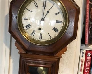 Antique Ingrahm wall clock - running and beautiful!