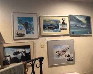 LOTS of framed and named aircraft pictures - all signed