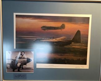"Bloodline" showing AC-47 & AC-130U / signed by both artist & pilot, numbered and COA