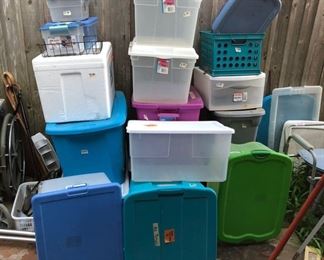 Out on the patio - storage bins