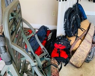 hunting bags, gun bags, sleeping bags, tents, and tree stand