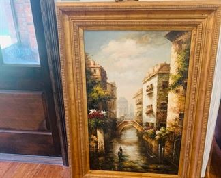 very large painting with gilded frame