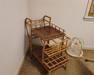 Mid Century Modern Rattan Tea Cart - Sooo Cute