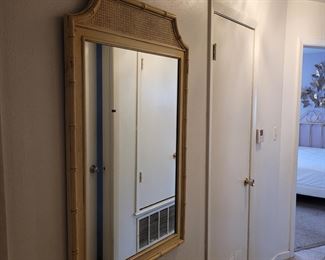 Mid Century Modern Faux Bamboo Pagoda Style Mirror made by Thomasville circa 1970