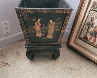 Asian Black Lacquer Planter