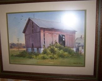 ENREST SPRING WATERCOLOR OF BARN