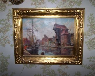 O/C SHIPS IN CANAL, SIGNED "WIMMER"
