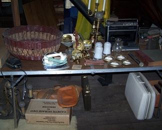 VUNTAGE WICKER LAMP SHADE & MISC.