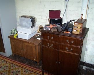 MAHOGANY CABINET, FRUITWOOD CABINET & MISC.