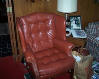 LEATHER WING CHAIR