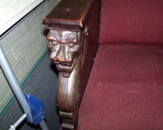 DETAIL OF CARVED GRIFFIN ON SOFA