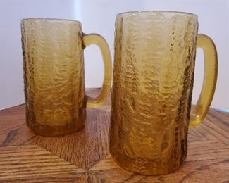 Amber Bumpy/Pebble Glass Beer Mug - 12oz