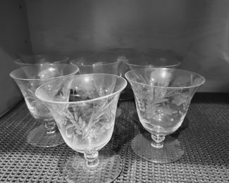 Etched Crystal Cordial Glasses