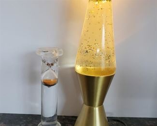 Unique Hour Glass and Glitter Gold Lamp (works)