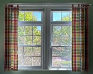 Buffalo Check Curtains & Valance. Two Curtain Panels. Each Measures 48" W x 75" H. Valence Measures 54" W. Photo 1 of 3.