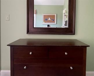 Ethan Allen Chest of Drawers & Matching Mahogany Mirror. Chest Measures 41" W x 18.5" W x 32" H; Mirror 36" x 44". Photo 1 of 4.