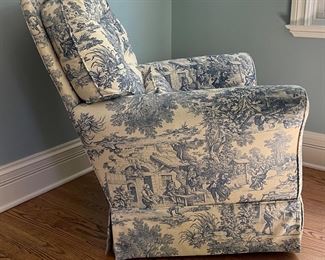 Swivel Blue & White Toile Rocker. Measures 32"W x 34" H. Photo 2 of 5.