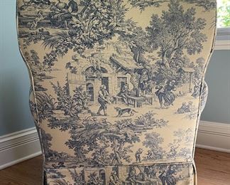 Swivel Blue & White Toile Rocker. Measures 32"W x 34" H. Photo 3 of 5.
