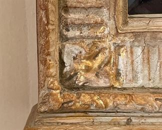 Carved Wood Parcel Gilt Mirror. Measures 23" x 41" H. Photo 4 of 4.