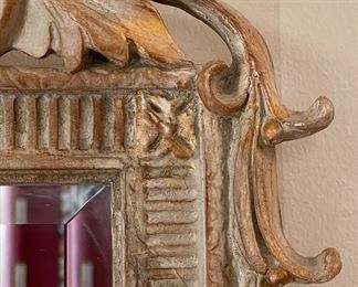 Carved Wood Parcel Gilt Mirror. Measures 23" x 41" H. Photo 3 of 4.