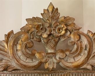 Carved Wood Parcel Gilt Mirror. Measures 23" x 41" H. Photo 2 of 4.