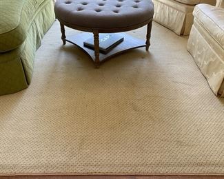 Neutral Area Rug with Light Green Checks. Photo 2 of 3.