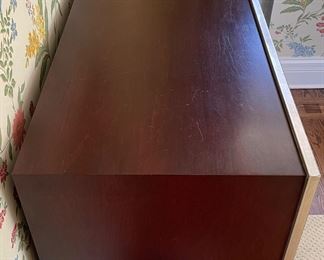 Vintage 6 Drawer Chest of Drawers With Silver Metal Trim. Measures 47" W x 18" D x 39" H. Photo 2 of 4.