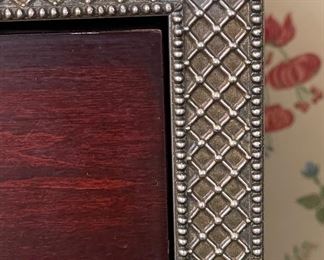 Vintage 6 Drawer Chest of Drawers With Silver Metal Trim. Measures 47" W x 18" D x 39" H. Photo 3 of 4.