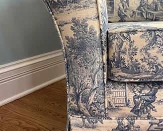 Swivel Blue & White Toile Rocker. Measures 32"W x 34" H. Photo 5 of 5.