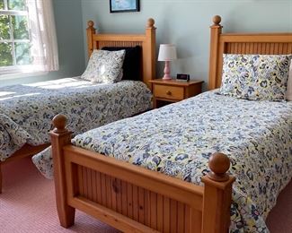 Land of Nod Twin Bed with Optional Guard Rails - 2 Available. Headboard Finial Measures 54" H. Photo 1 of 4.