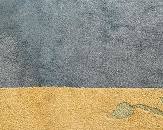 Light Blue Wool Area Rug with Yellow Boarder. Measures 11' 5" x 14' 10." Photo 1 of 2.