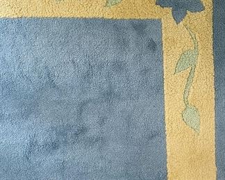 Light Blue Wool Area Rug with Yellow Boarder. Measures 11' 5" x 14' 10." Photo 1 of 4.