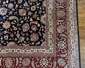 Einstein Moomjy Navy Wool Persian-Style Rug. Measures 11'6" x 14' 6". Photo 3 of 4.