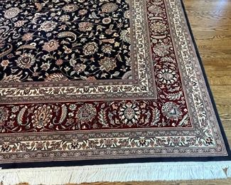 Einstein Moomjy Navy Wool Persian-Style Rug. Measures 11'6" x 14' 6". Photo 2 of 4.