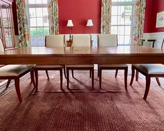 Crate & Barrel Extension Farm Table. Measures 76" - 100" L x 44" D x 31" H with 36" Clearance. Photo 3 of 4.