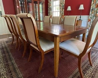 Crate & Barrel Extension Farm Table. Measures 76" - 100" L x 44" D x 31" H with 36" Clearance. Photo 2 of 4.