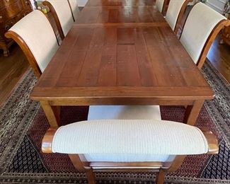 Crate & Barrel Extension Farm Table. Measures 76" - 100" L x 44" D x 31" H with 36" Clearance. Photo 1 of 4.
