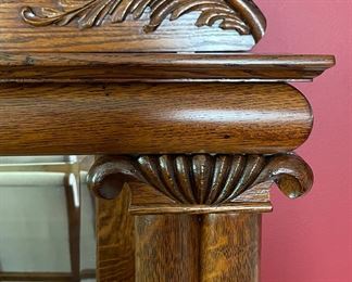 Antique American Victorian Oak Buffet / Cabinet with Mirror. Measures 48" W x 22" D x 70" H. Photo 4 of 6.