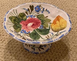 Italian Glazed Ceramic Footed Compote. Measures 6" D x 3" H. Photo 2 of 2.