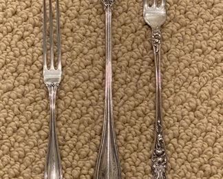 Sterling Silver Lemon Fork, Long Sterling Pickle Fork, Sterling Shrimp Fork.