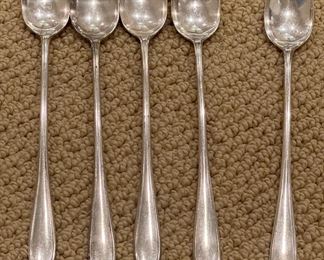 Set of 5 Wallingford Silver Plate Ice Tea Spoons.