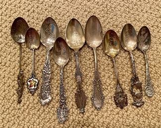Sterling Silver Souvenir Spoons - New York, Atlantic City, New Orleans, St. Augustine, Philadelphia, Milwaukee, etc.