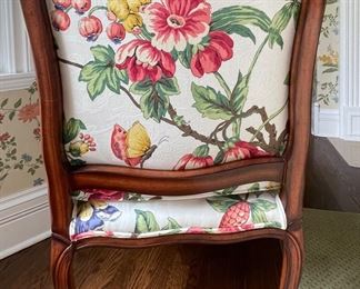 Floral Upholstered Bergere Chair. Measures 28" W x 26" D. Photo 5 of 5.