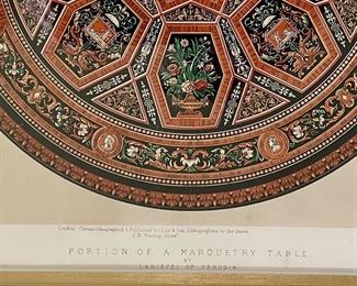 "Portrait Of A Marquetry Table" Framed Lithograph. Photo 2 of 2.