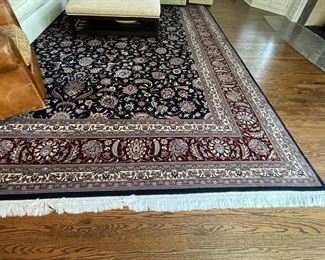 Einstein Moomjy Navy Wool Persian-Style Rug. Measures 11'6" x 14' 6". Photo 1 of 4.