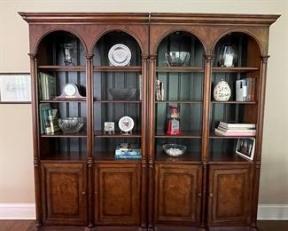 Pair of Toms-Price Bunching Bookcases With Double Arch Opening and Canister Lights with Tough Lighting Controls. Each Measures 47.5" W x 16" D x 89" H. Photo 1 of 2.