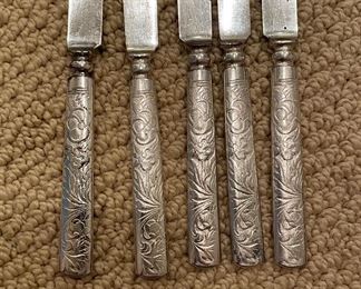 Set of 5 Sterling Silver Knives.
