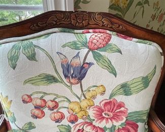 Floral Upholstered Bergere Chair. Measures 28" W x 26" D. Photo 3 of 5.