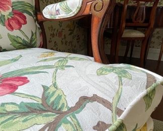 Floral Upholstered Bergere Chair. Measures 28" W x 26" D. Photo 2 of 5.